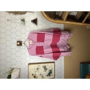 Fantastic Fawn Pink and Red Striped Oversized Henley Sweater - Size - Small